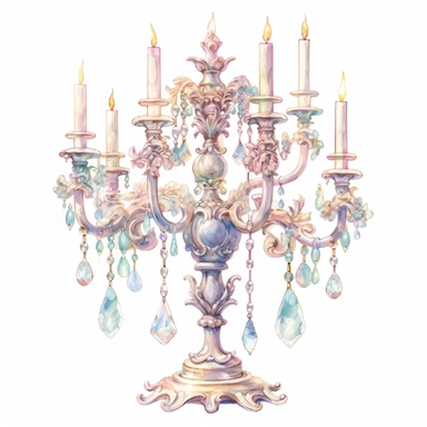 Watercolor detailed intricate princess candelabra in soft colors with diamonds clipart - <@1098423716465102849> (fast) - Image #4 <@1098423716465102849>