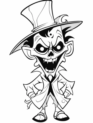 joker halloween coloring book for kids, cartoon character, clipart, black and white, white background,