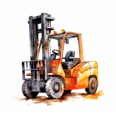 watercolor fork lift clipart, white background