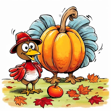 fall funny turkey and pumpkin cartoon in vivid colors clipart on a white background , in the style of rural america, high resolution, sarah purser, rural life scenes, large canvases, illustration, celebration of rural life , no watermark, text, words, paintbrush, 300 DPI, the images do not stick together, no text in the picture