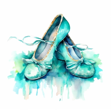 watercolour Turquoise ballet shoes hd clipart white background
