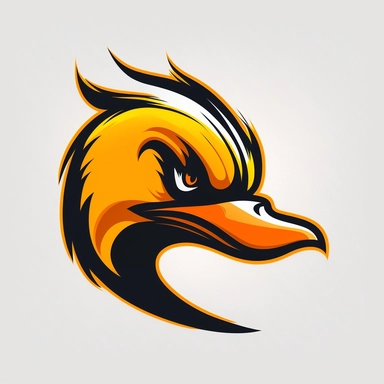 very simple minimalistic sports logo, 2d vector clipart logo, angry duck face sport logotype. Mascot. Sport emblem. Great for sports logos & team mascots, face only