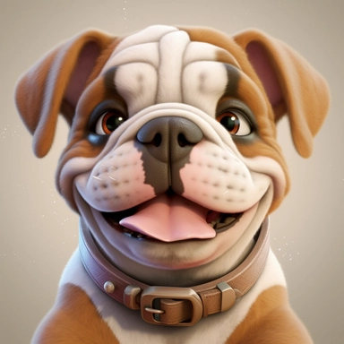 Bulldog puppy, Closeup Portrait, Clipart, Digital art, kawaii, disney style, Pixar, hyperdetailed, 1080p, Ultra-HD no background