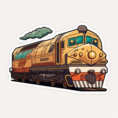 vector sticker design, anime style Christmas Train clipart, white background, flat colors