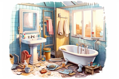 cleaning+bathroom , highly detailed, isolated on white, clipart,