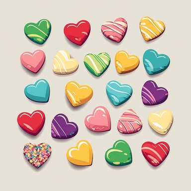 candy hearts, vector, clipart, sticker, 2d
