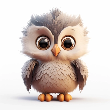 A cute adorable baby owl concept draw art trending artstation 8k cartoon clipart on white background