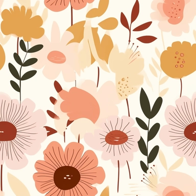 light pink, light maroon and light brown flower cliparts, in the style of victor pasmore, light orange and light pink, free brushwork, henri rousseau, stencils, mural-like compositions, elsa beskow, minimal floral art, cute flowers