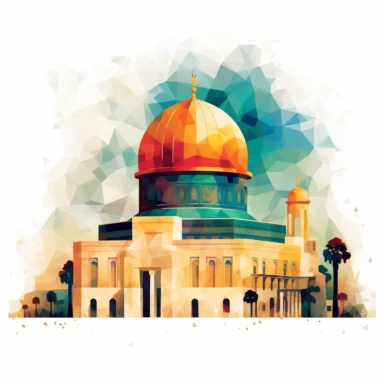 Dome of the Rock Jerusalem with background, Abstract Picasso style, clipart white background