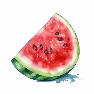 watercolor colorful clipart of a juicy watermelon slice, hd, on white background