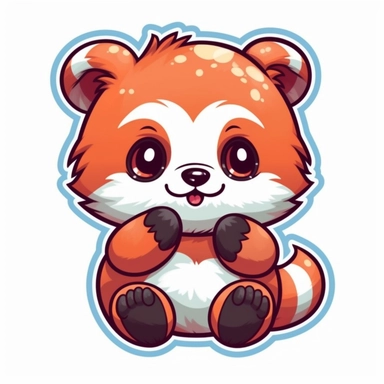 cute kawaii Clipart of a red panda in style of the game animal crossing, clear outlines