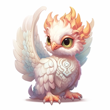 baby griffin, clipart, intense white and deep pastel colors, dnd, watercolor, no background, isolated on a white background, self contained, well defined edges, by amy sol and magali villeneuve and susan bourdet and ross tran, spaced out, glowy, intricate, 8k