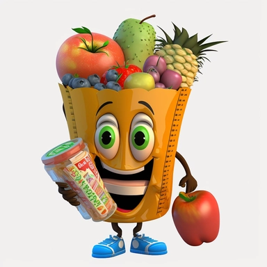 mascot based in dietitian transparent background, insane detail, HD, 4k, as cartoon,3D clipart as happy