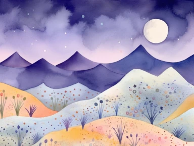 Simple mountain range with Whimsical rolling hills and mountains for a children's book, night scene, watercolor, clipart, white background,