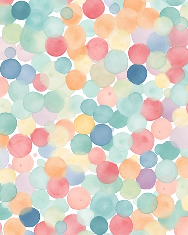 seamless pattern of small round flying confetti in pastell colors in handpainted watercolor style, clipart, high quaity,