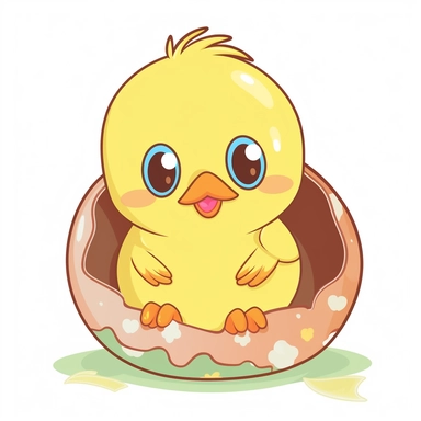 cute chick hatching from egg easter inspired cartoon clipart