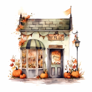 - @kellidp (relaxed) Image vector watercolor cute vintage tiny Halloween shop with Halloween style decor clipart on white background, fall, tiny Halloween shop, photorealistic, ultrarealistic, no background, on white - @kellidp (relaxed)