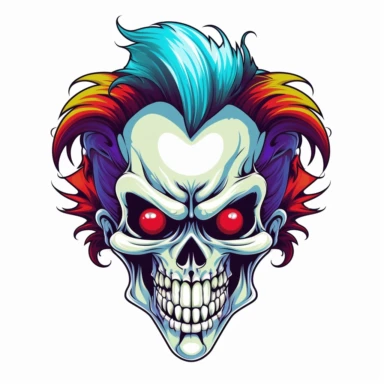 joker skull fantasy clipart cartoon style