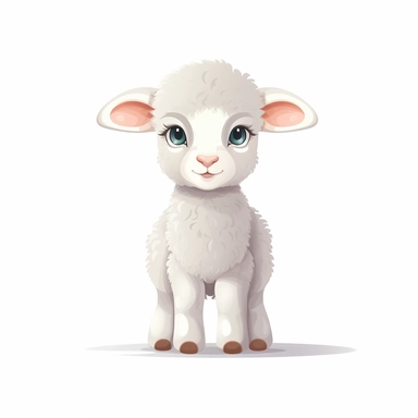 cute, baby lamb, flat illustration, detailed, clipart, white background