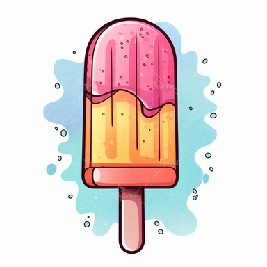 cute Clipart of a popsicle, Pastell color, white background
