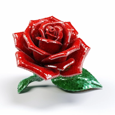 clipart of a realistic rendering of a red rose made out of pure diamond and emerald on a white background, in the style of extremely detailed, mineral, expensive, 8k
