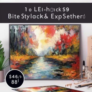 take as long as you need to render the most detailed, perfect, and high quality version of the following: Design a high-quality, attention-grabbing 8k Etsy thumbnail template inspired by photorealistic thick palette knife paintings. Ensure that the template effectively applies marketing and psychological principles for increased conversion rates while incorporating professional Etsy clipart elements. Focus on current Etsy design trends and best practices to create a visually appealing and high-c