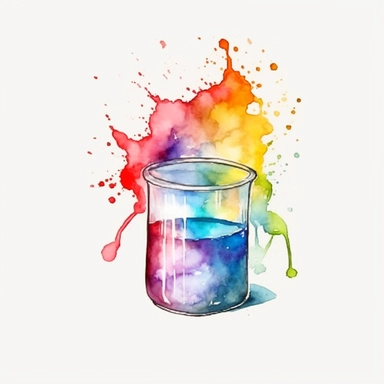 chemistry beaker clipart watercolor technique, 8k digital art, bright, colorful, soft lightning, white background