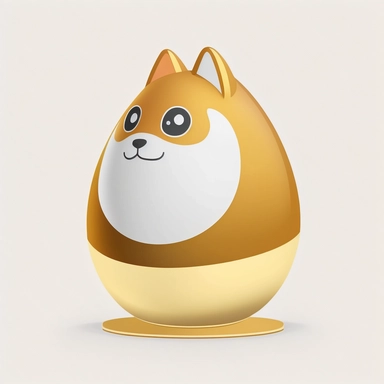 a golden egg with dogecoin, cartoon clipart, vector, bold line, clean, white isolated background, high definition