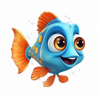 a cute happy fish making funny face, clipart