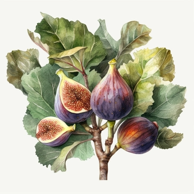 watercolor clipart fig tree garden