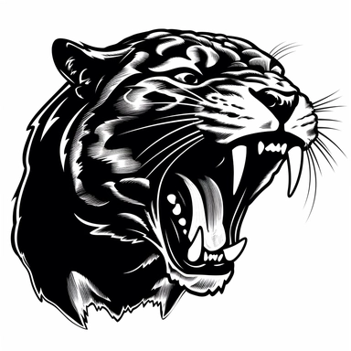 2d clipart panther black with teeth white background