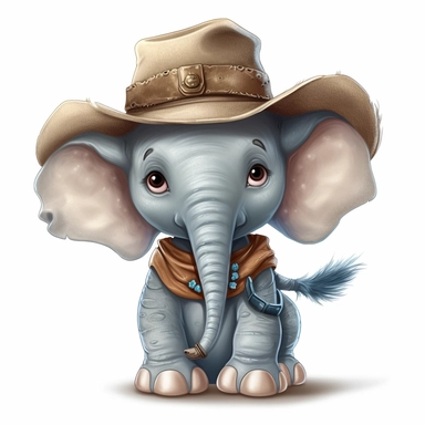 clipart of a cute baby elephant wearing a cowboy hat