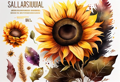 Watercolor Fall Sunflower , rustic clipart. Autumn Harvest Clip Art, Thanksgiving Day art, , .highly detailed, + cinematic shot + photo taken by sony + incredibly detailed, sharpen details + highly realistic + professional photography lighting + lightroom + behance photography unsplash