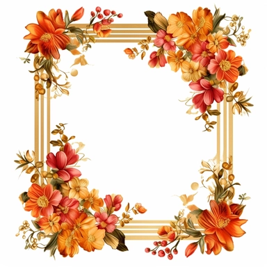 Gold clip art frame PNG clipart gold rectangle with flowers as decoration
