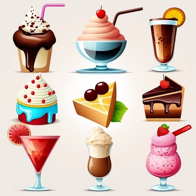 clipart of mouth watering Food and Drinks