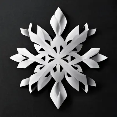 white paper snowflake, snowflake made of white paper, black background, no shadow, realistic, clipart