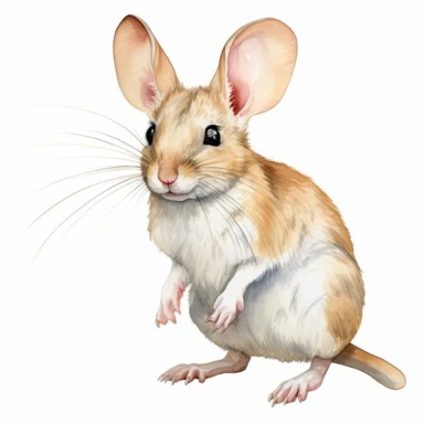 Jerboa full body, watercolor, sharp illustration clipart, insane detail, white background