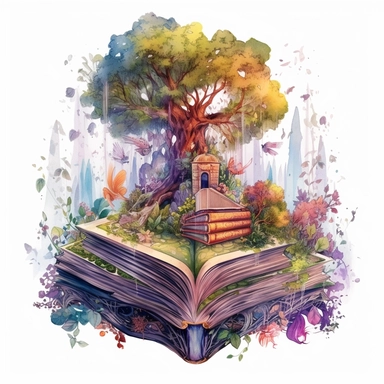 fantasy book in the style of vibrant watercolor landscapes, detailed and intricate compositions, felinecore, fantastical worlds, ghostly forms, calligraphy-inspired, naturalistic lighting, watercolor clipart
