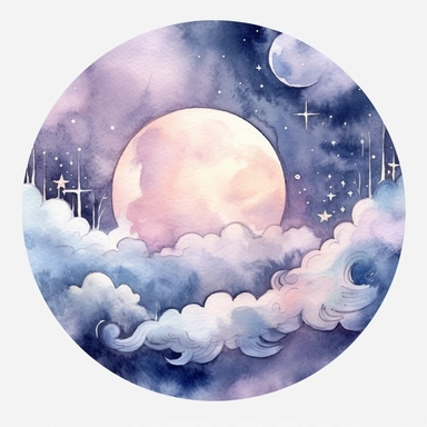 Watercolor Heavenly Moon Clipart, fantasy magic,