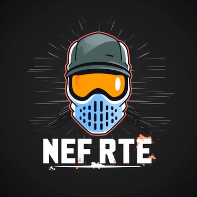 logo for nerf battle, simple design, clipart, ar-15, border wall, bricks of sugar, ski mask, flea market, 1980s vibe, minimalistic design, urban brand recognition, famous, high end marketing, 2 color vector image, simple yet stylish, positive impact, in the style of a tee-shirt logo