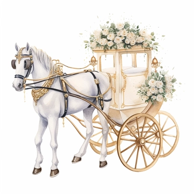 white and gold Watercolor Clipart Wedding decor clipart Watercolor clipart wedding horse drawn carriage - Image #3 <@1098423716465102849>