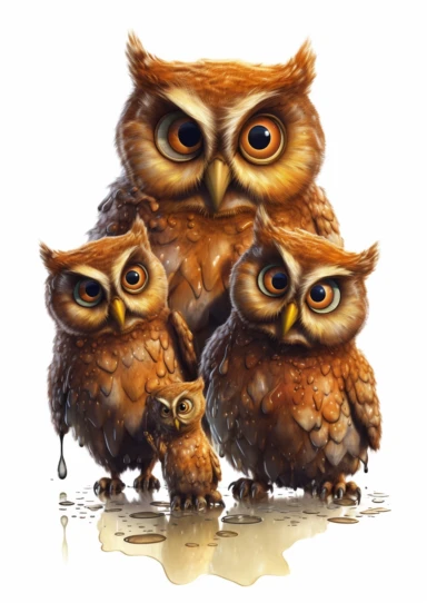 oily multiple owl clipart, whitebackground