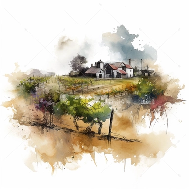 wineyard farm landspace clipart style,white background, High Quality clipart, no writting background, 4k, no writting, by Willem Haenraets