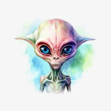 Alien Clip Art,4k,white Background,4k,WATER COLORED,