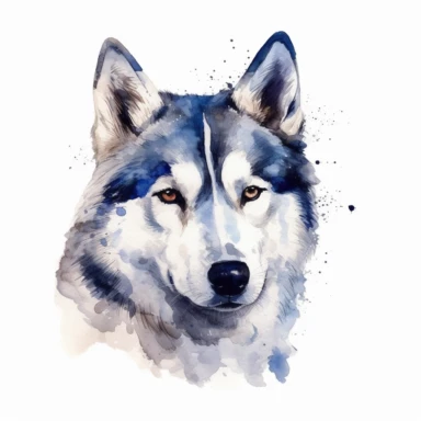 husky clipart, watercolor