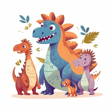 Simple dinosaur family for kids clipart
