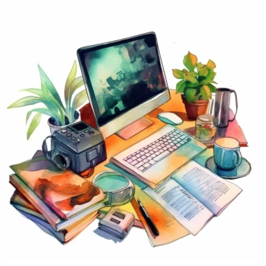 making money from home watercolor clipart