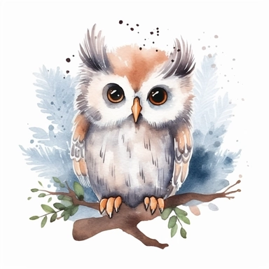 a cute watercolor owl clipart