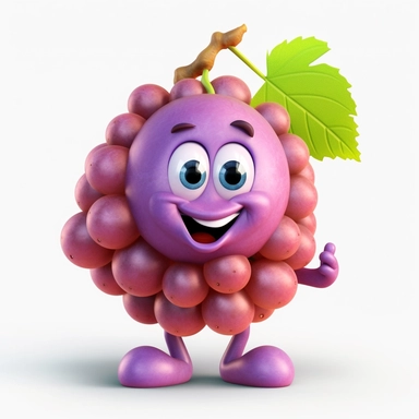 cute one Grapes Clipart cartoon realistic white background