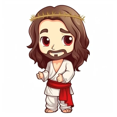 clip art, cute chibi Jesus, Christmas, isolated on white background